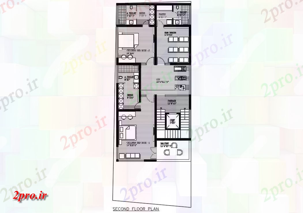 دانلود  نقشه مسکونی ، ویلا ، دوبلکس ، اپارتمان 34×72 متر (کد28360)