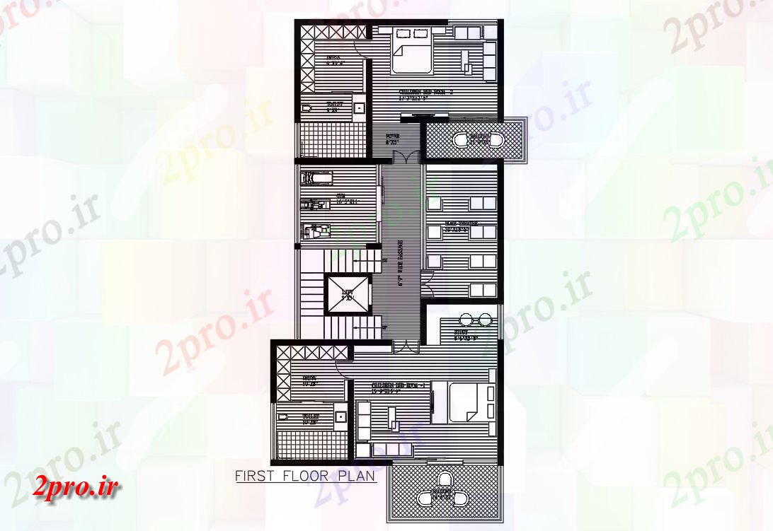 دانلود  نقشه مسکونی ، ویلا ، دوبلکس ، اپارتمان 30×66 متر (کد28364)