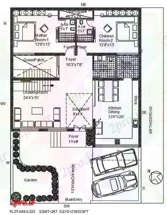 دانلود  نقشه مسکونی ، ویلا ، دوبلکس ، اپارتمان 38×41 متر (کد28371)