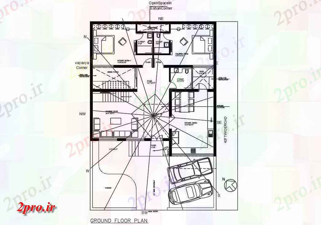 دانلود  نقشه مسکونی ، ویلا ، دوبلکس ، اپارتمان 47×70 متر (کد28372)