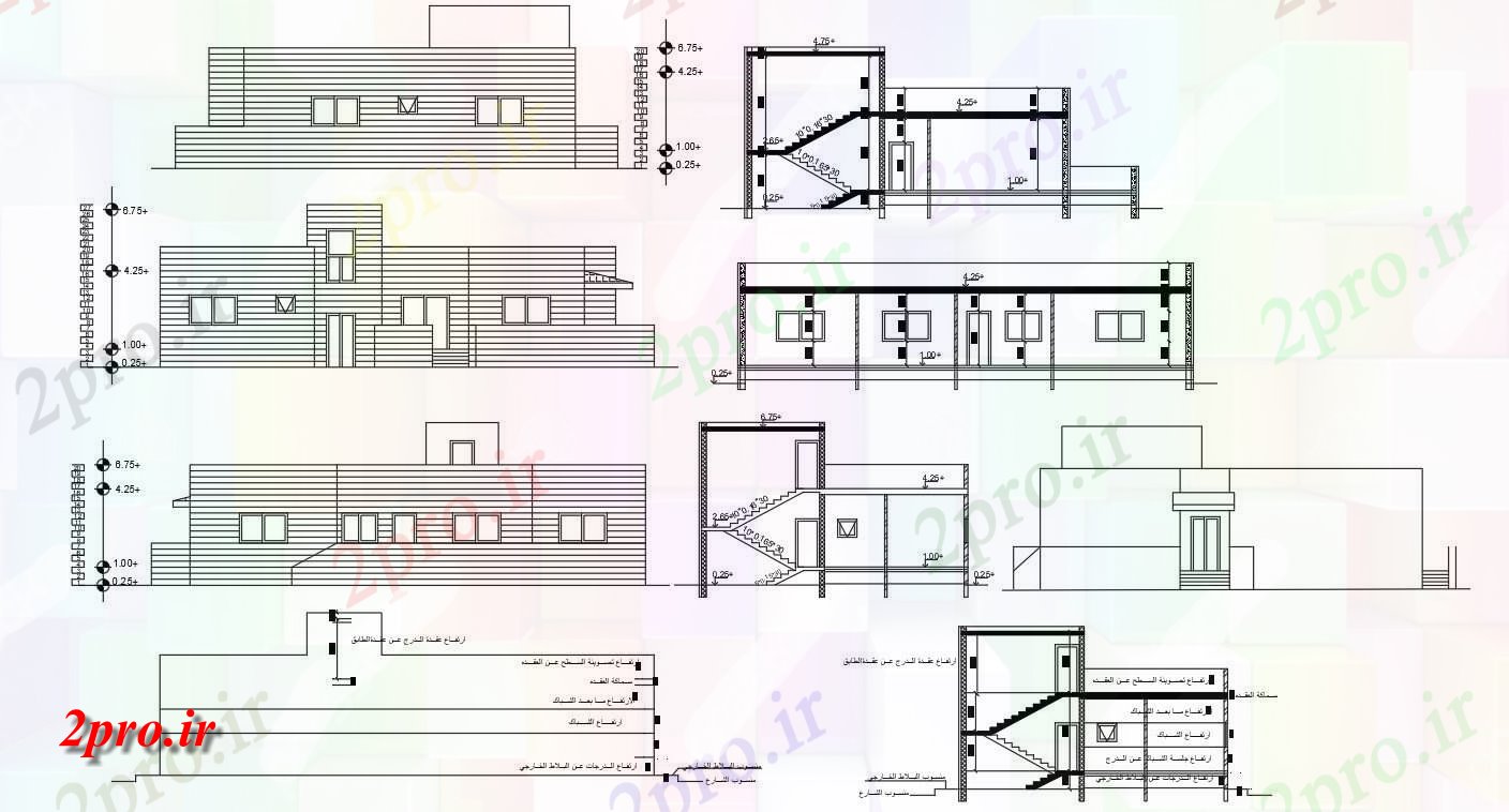 دانلود  نقشه نما و برش ساختمان ، برج ، اپارتمان   (کد28376)