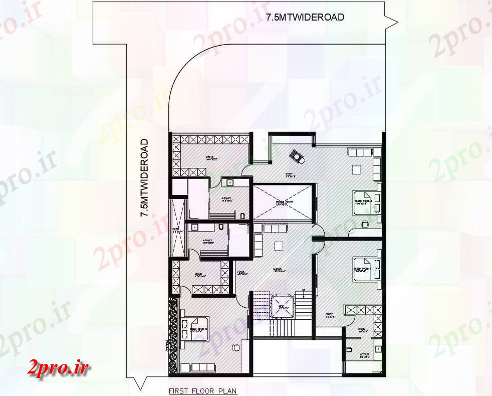 دانلود  نقشه مسکونی ، ویلا ، دوبلکس ، اپارتمان 59×67 متر (کد28386)