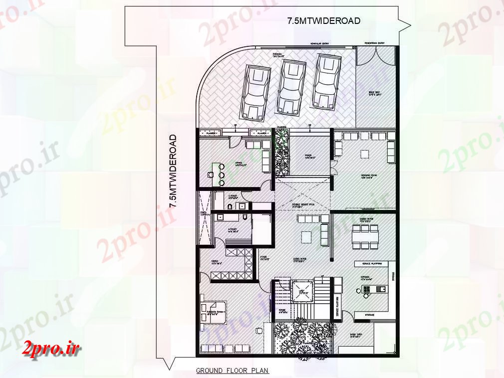 دانلود  نقشه مسکونی ، ویلا ، دوبلکس ، اپارتمان 59×92 متر (کد28388)