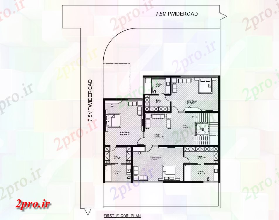 دانلود  نقشه مسکونی ، ویلا ، دوبلکس ، اپارتمان 54×59 متر (کد28393)