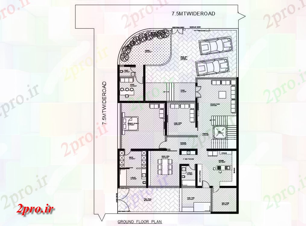 دانلود  نقشه مسکونی ، ویلا ، دوبلکس ، اپارتمان 58×88 متر (کد28395)