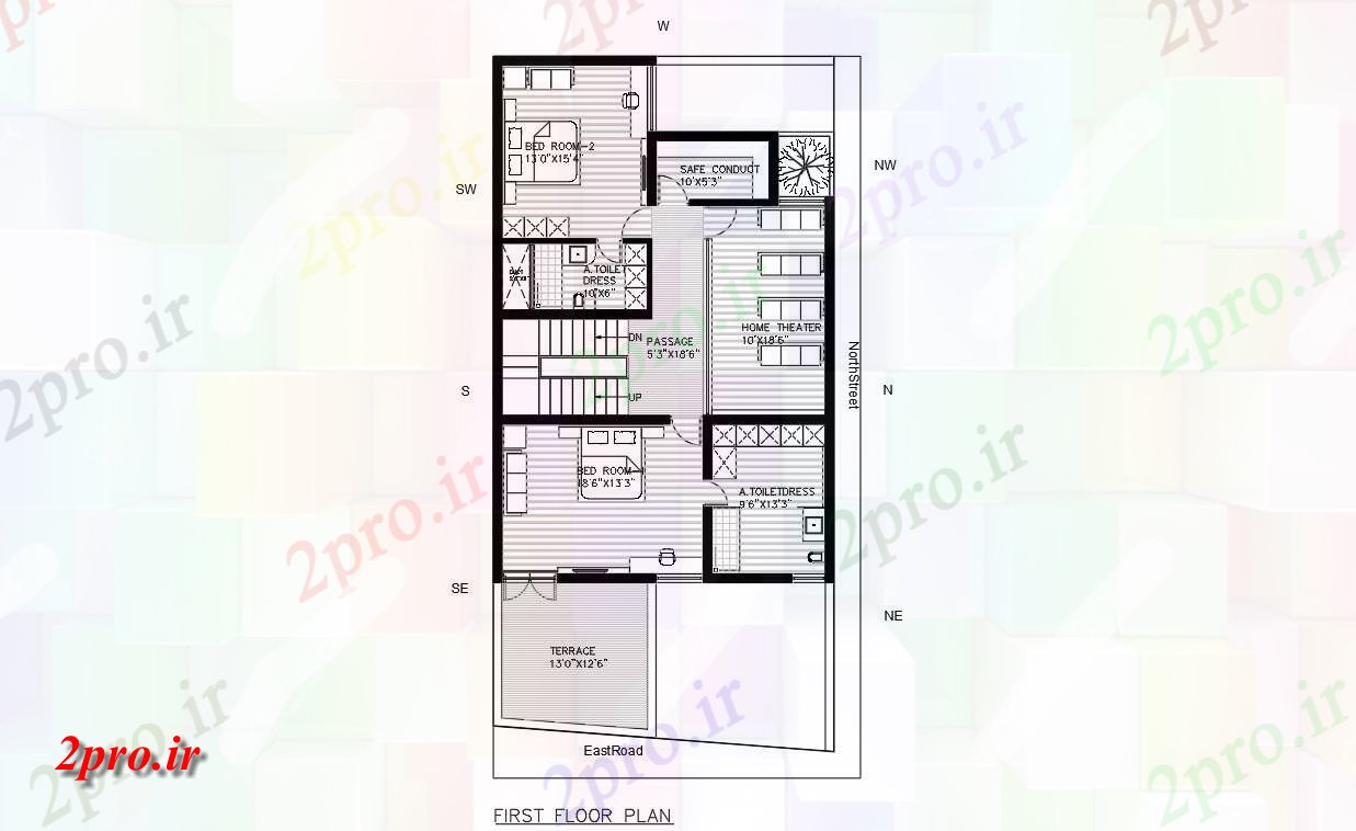 دانلود  نقشه مسکونی ، ویلا ، دوبلکس ، اپارتمان 35×70 متر (کد28406)