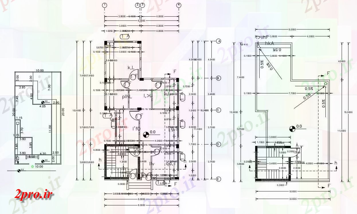 دانلود  نقشه مسکونی ، ویلا ، دوبلکس ، اپارتمان 8×15 متر (کد28438)