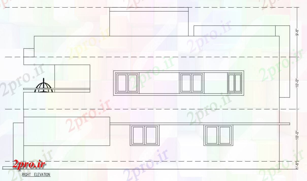 دانلود  نقشه نما و برش ساختمان ، برج ، اپارتمان   (کد28449)