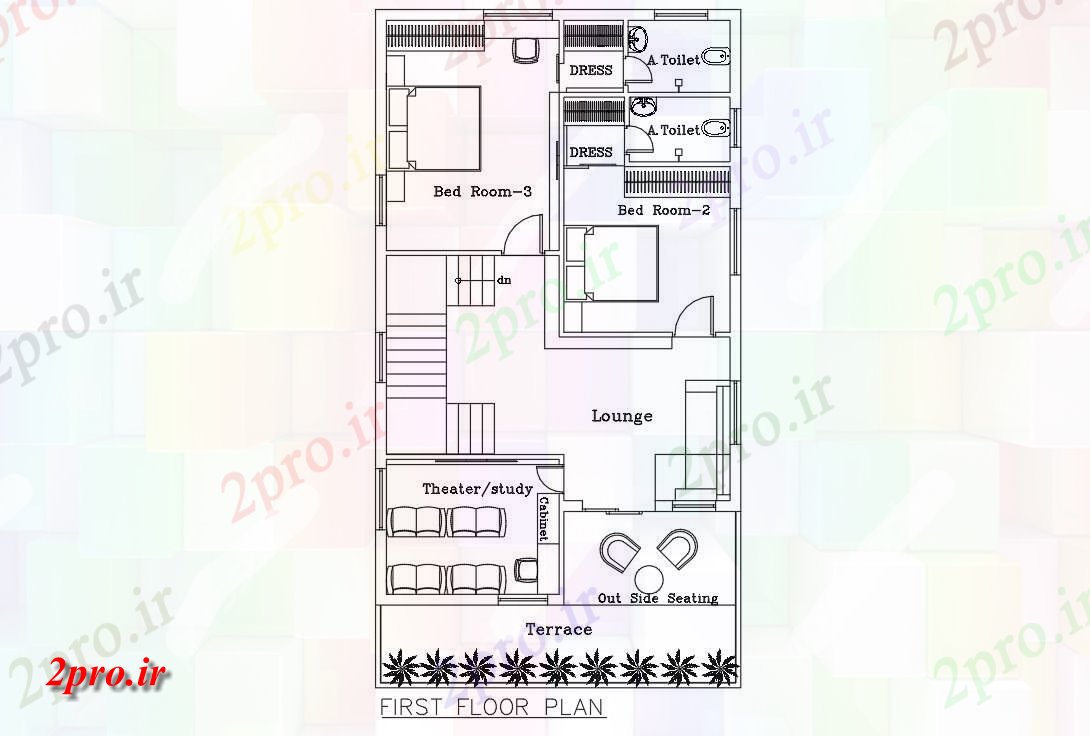 دانلود  نقشه مسکونی ، ویلا ، دوبلکس ، اپارتمان 30×56 متر (کد28453)