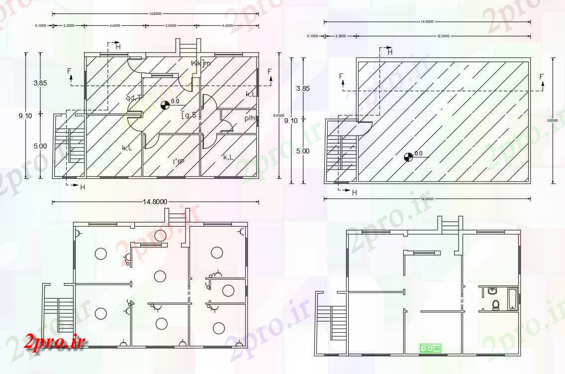 دانلود  نقشه مسکونی ، ویلا ، دوبلکس ، اپارتمان 9×14 متر (کد28459)