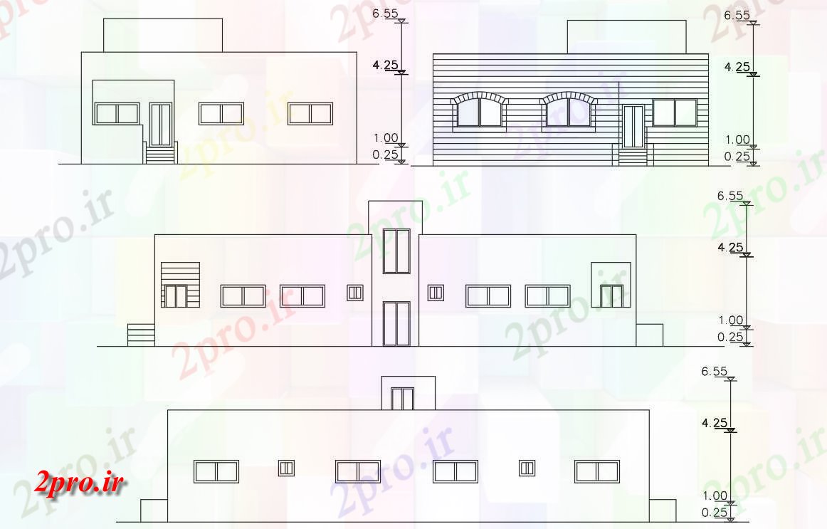 دانلود  نقشه نما و برش ساختمان ، برج ، اپارتمان   (کد28464)