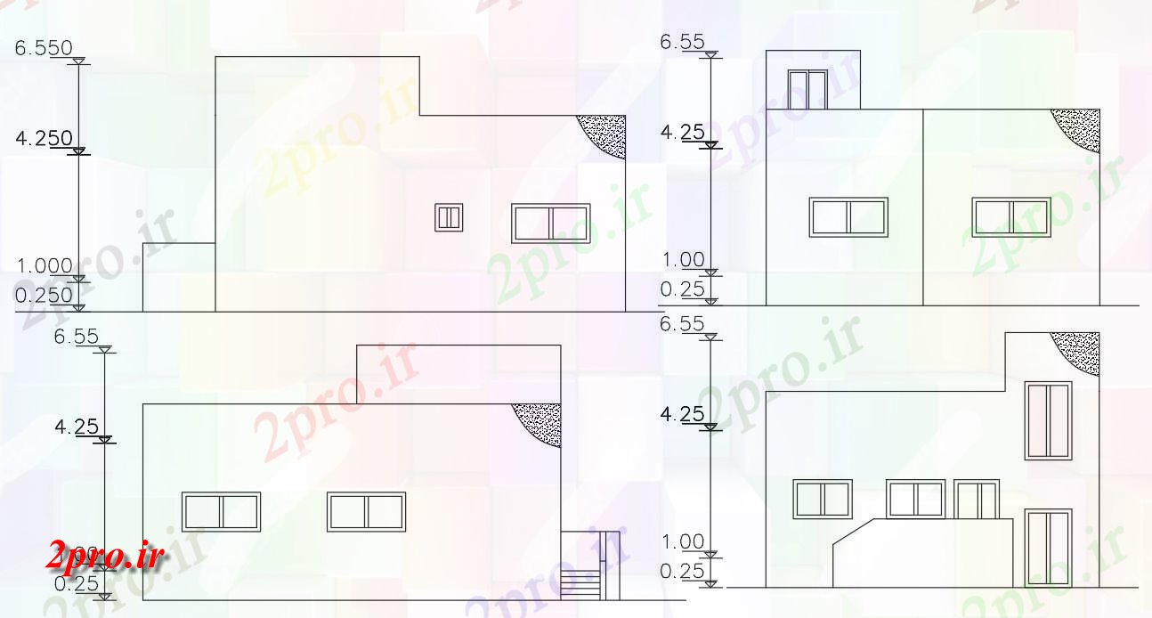 دانلود  نقشه نما و برش ساختمان ، برج ، اپارتمان   (کد28488)