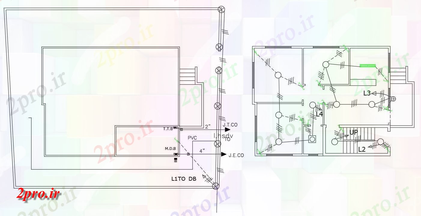 دانلود  نقشه برق کشی ساختمان   (کد28489)