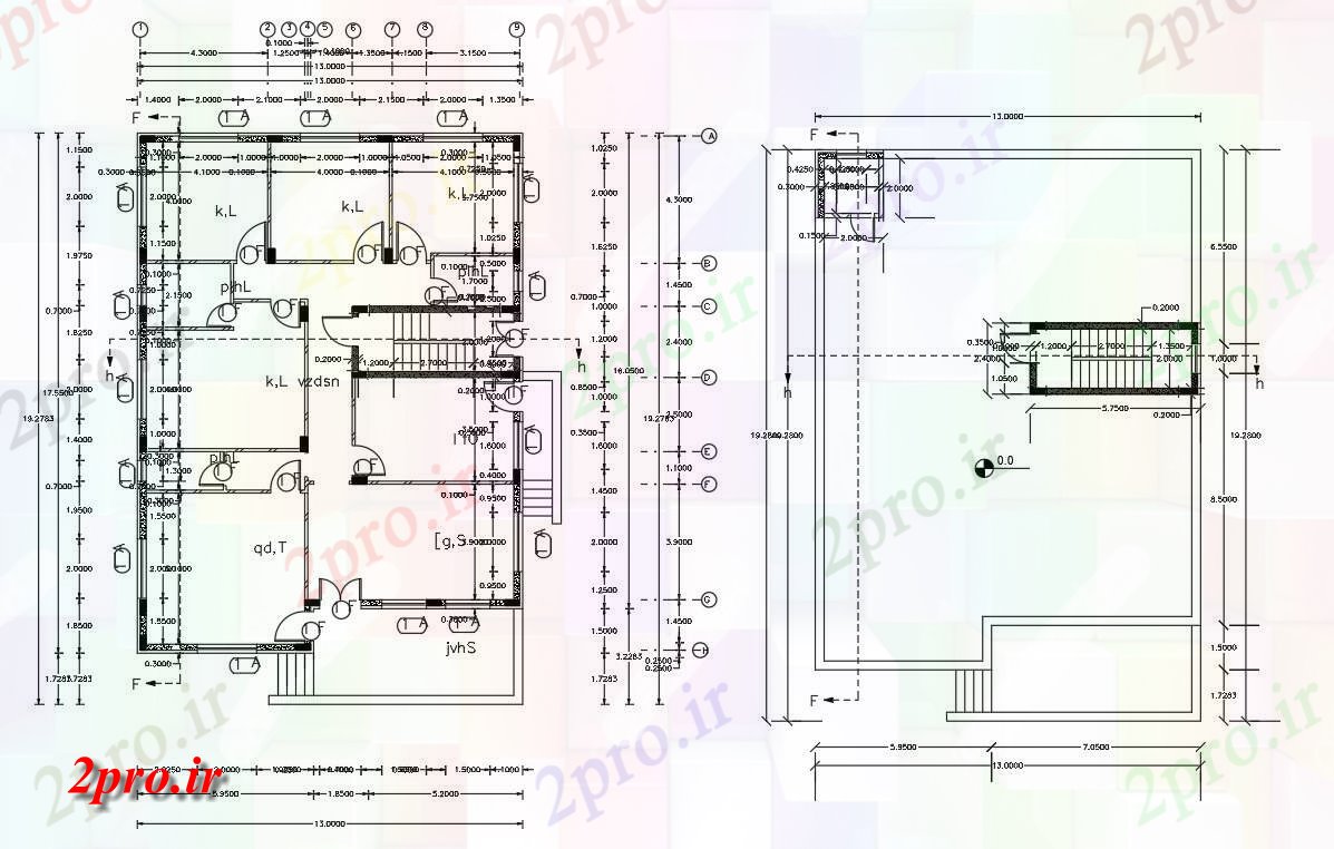 دانلود  نقشه مسکونی ، ویلا ، دوبلکس ، اپارتمان 13×19 متر (کد28586)