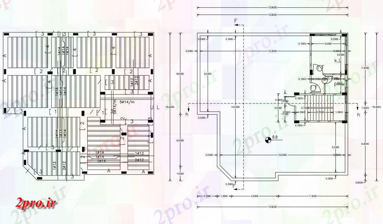 دانلود  نقشه ستون گذاری خانه  (کد28591)