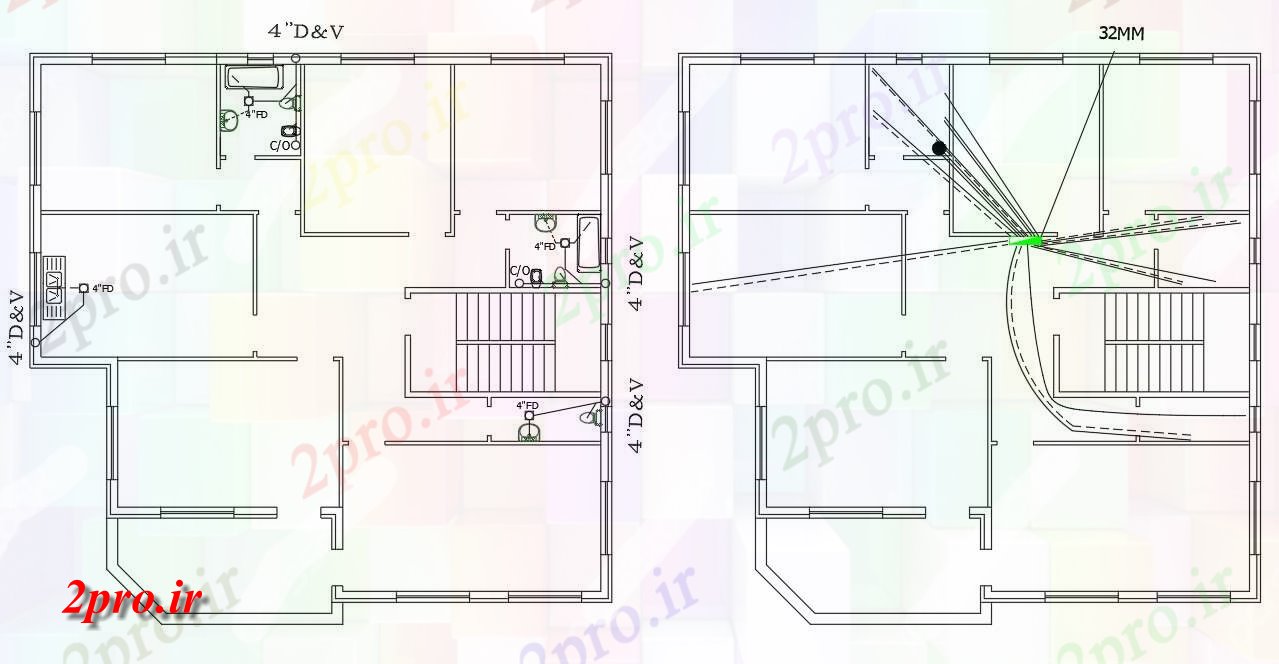 دانلود  نقشه مسکونی ، ویلا ، دوبلکس ، اپارتمان سیم کشی برق  (کد28594)