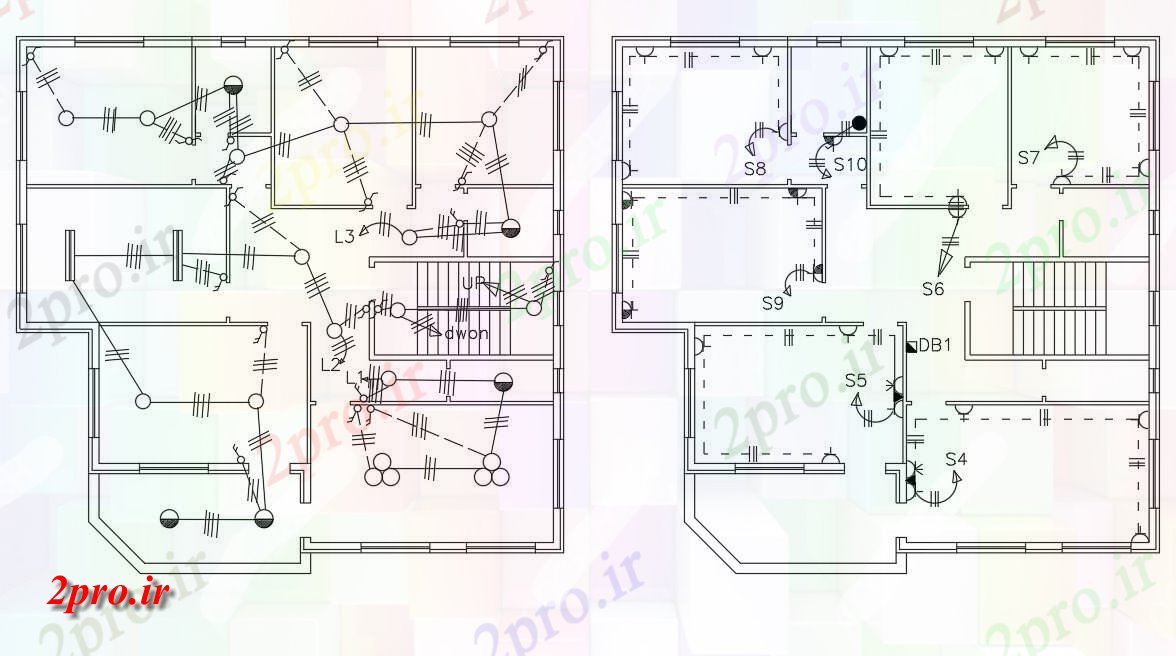 دانلود  نقشه سیم کشی برق مسکونی ، ویلا ، دوبلکس ، اپارتمان 15×15 متر (کد28596)