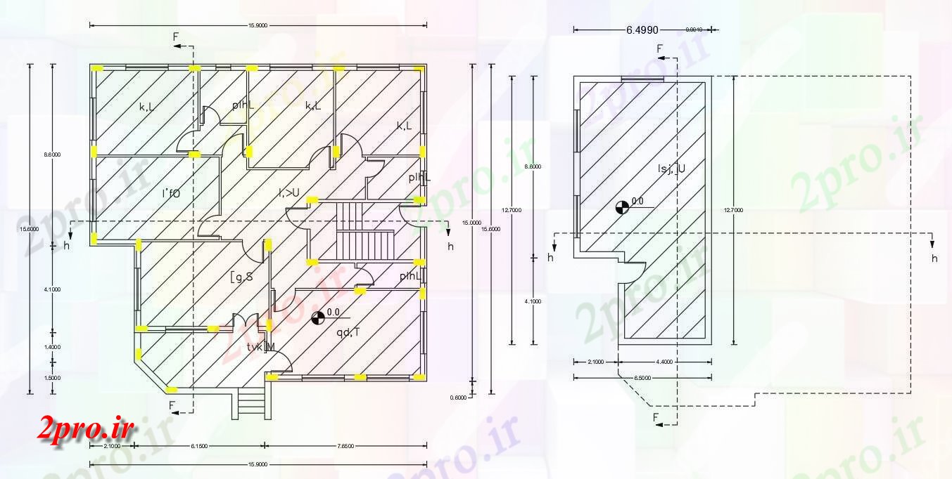 دانلود  نقشه مسکونی ، ویلا ، دوبلکس ، اپارتمان 15×15 متر (کد28607)