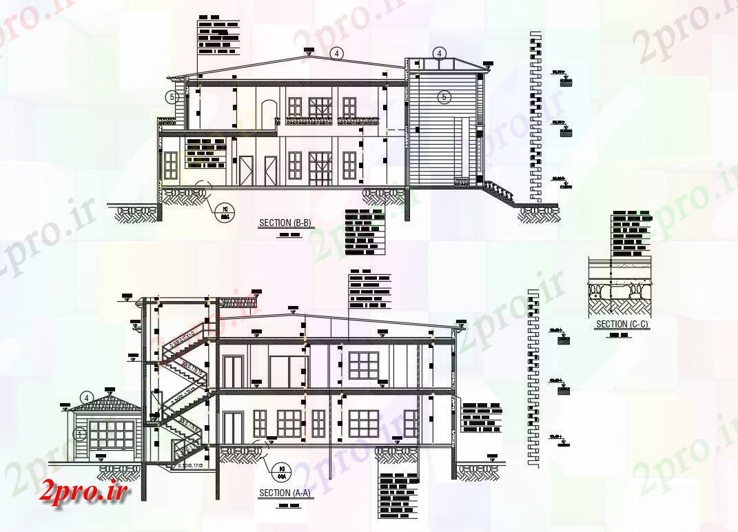 دانلود  نقشه نما و برش ساختمان ، برج ، اپارتمان   (کد28732)