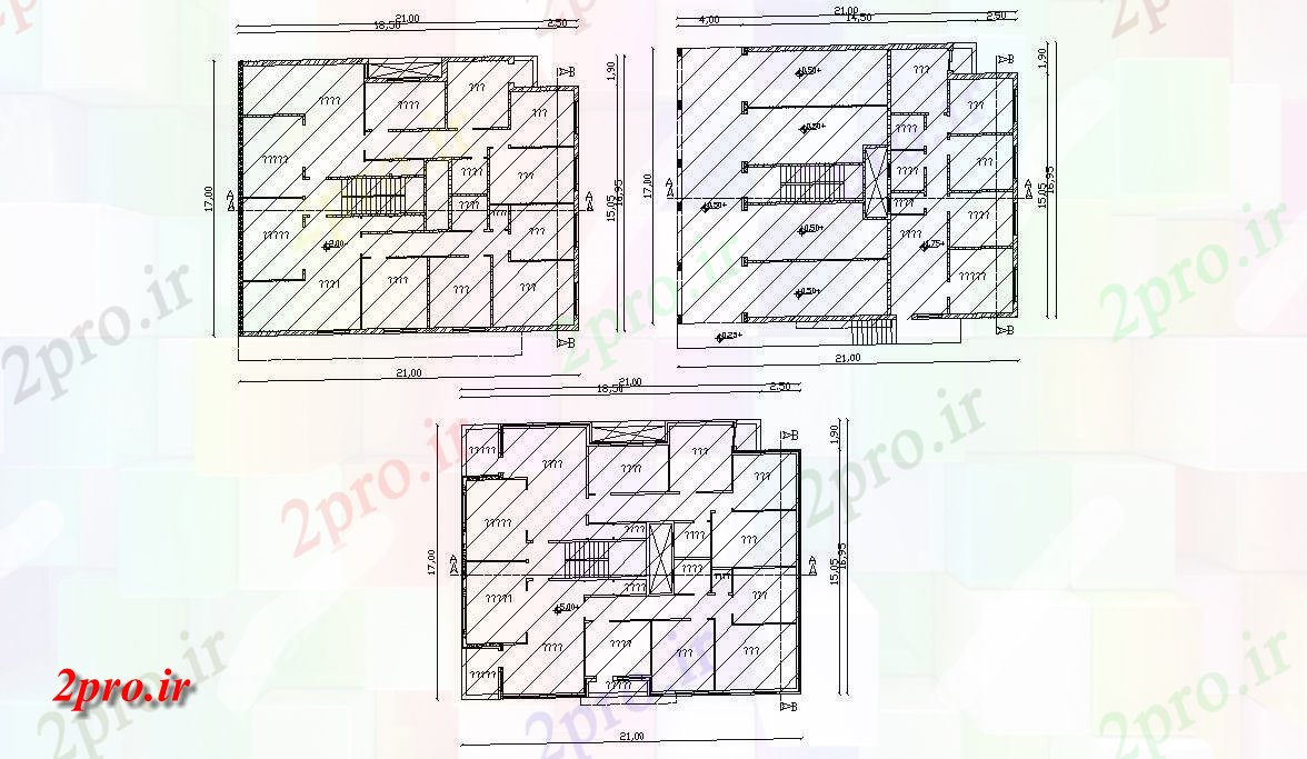 دانلود  نقشه مسکونی ، ویلا ، دوبلکس ، اپارتمان 17×21 متر (کد28812)