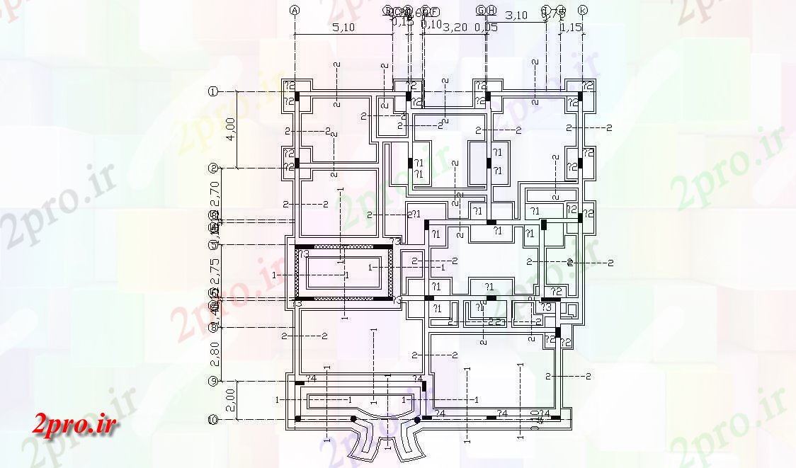 دانلود  نقشه ستون گذاری ساختمان  (کد28819)