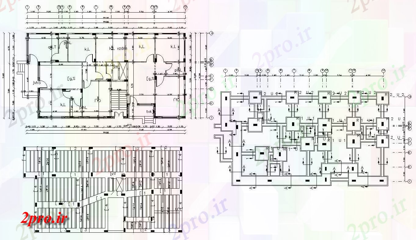 دانلود  نقشه مسکونی ، ویلا ، دوبلکس ، اپارتمان 11×22 متر (کد28846)