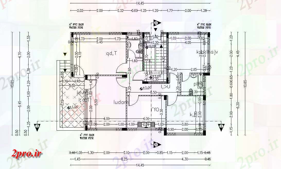 دانلود نقشه ویلا ، مسکونی ، دوبلکس 10×14 متر 10 در 14 متر (کد28873)