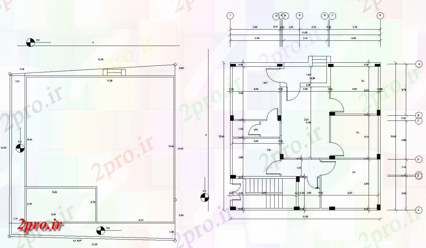 دانلود  نقشه ستون گذاری ویلا ، مسکونی ، دوبلکس   (کد28895)