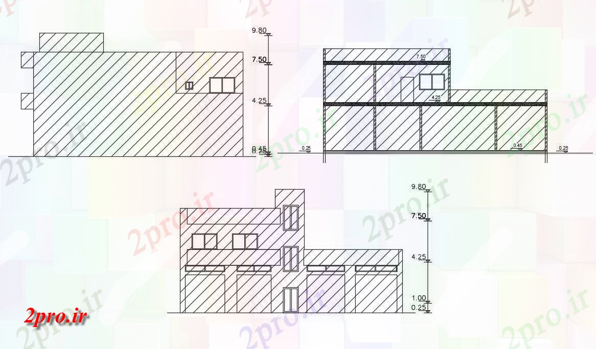 دانلود  نقشه نما تجاری ، اداری ، دفتر کار   (کد28899)