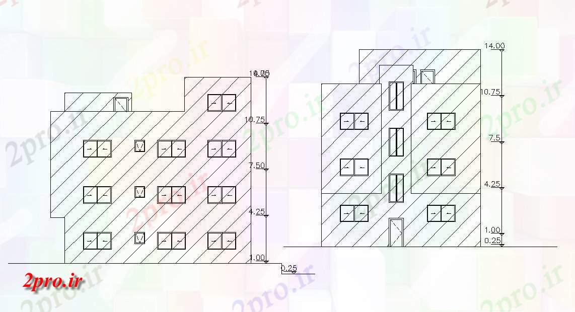 دانلود  نقشه نما مجتمع مسکونی ، اپارتمان   (کد28917)