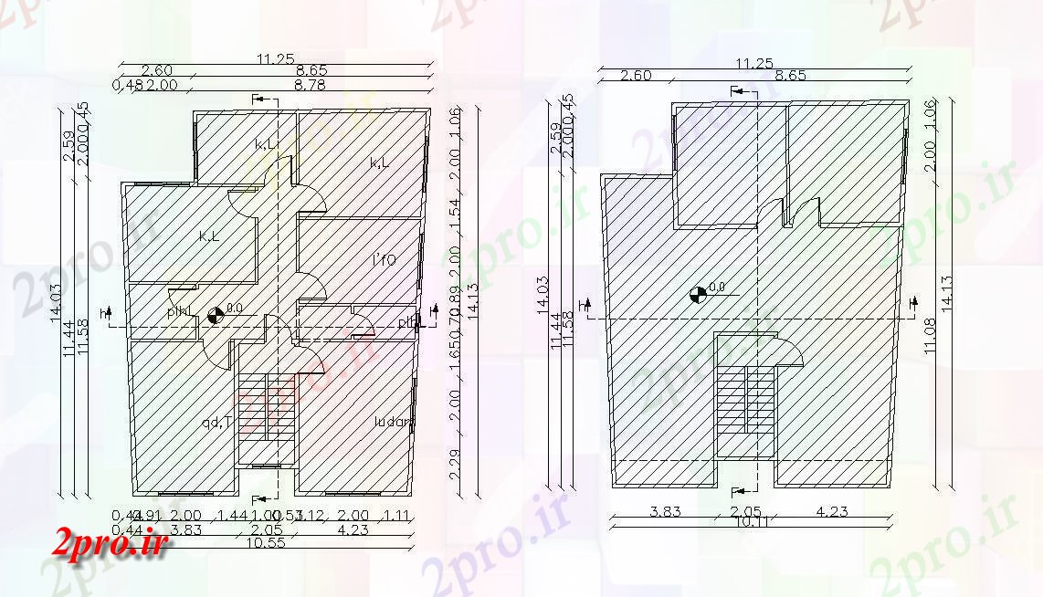 دانلود  نقشه مسکونی ، ویلا ، دوبلکس ، اپارتمان 11×13 متر (کد28918)