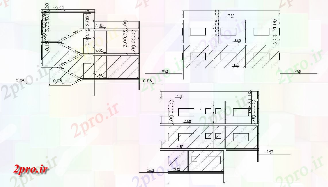 دانلود  نقشه نما برش مسکونی ، ویلا ، دوبلکس ، اپارتمان   (کد28921)