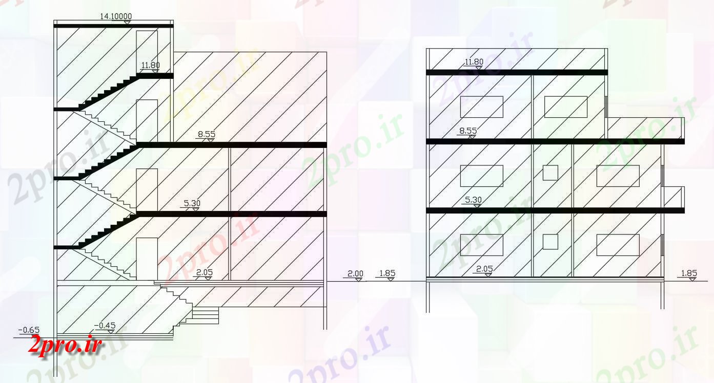 دانلود  نقشه برش مجتمع مسکونی ، اپارتمان   (کد28924)