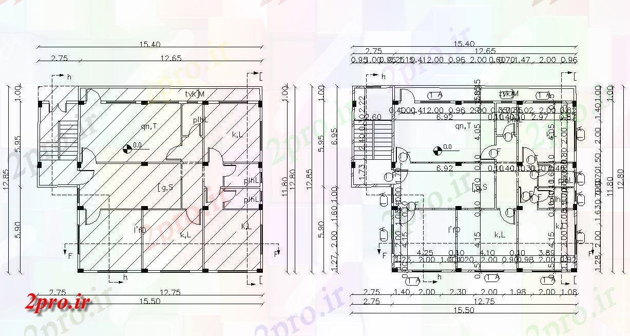 دانلود  نقشه مسکونی ، ویلا ، دوبلکس ، اپارتمان 12×15 متر (کد28928)