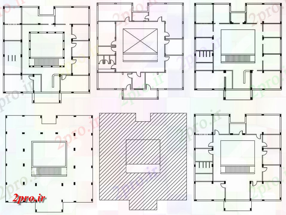 دانلود  نقشه طراحی فضا و ستون گذاری مسکونی ، ویلا ، دوبلکس 20×20 متر (کد28988)