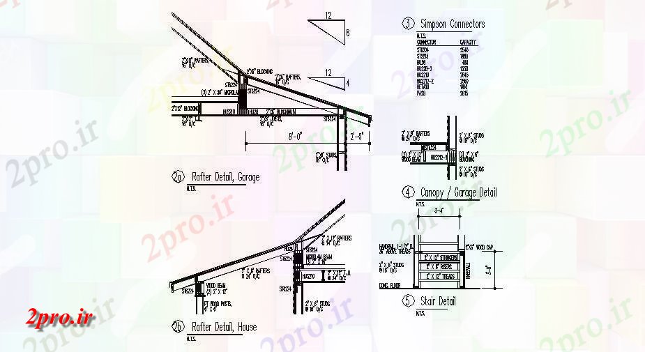 دانلود  نقشه جزئیات  ساخت و ساز سقف از فلز   (کد29155)