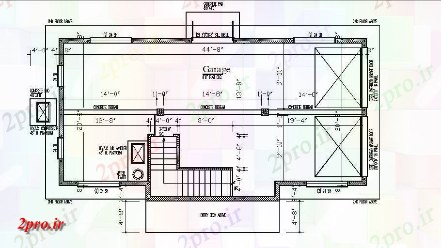 طرح طرح دانلود نقشه گاراژ برای طبقه اول فایل DWG  (کد29158)