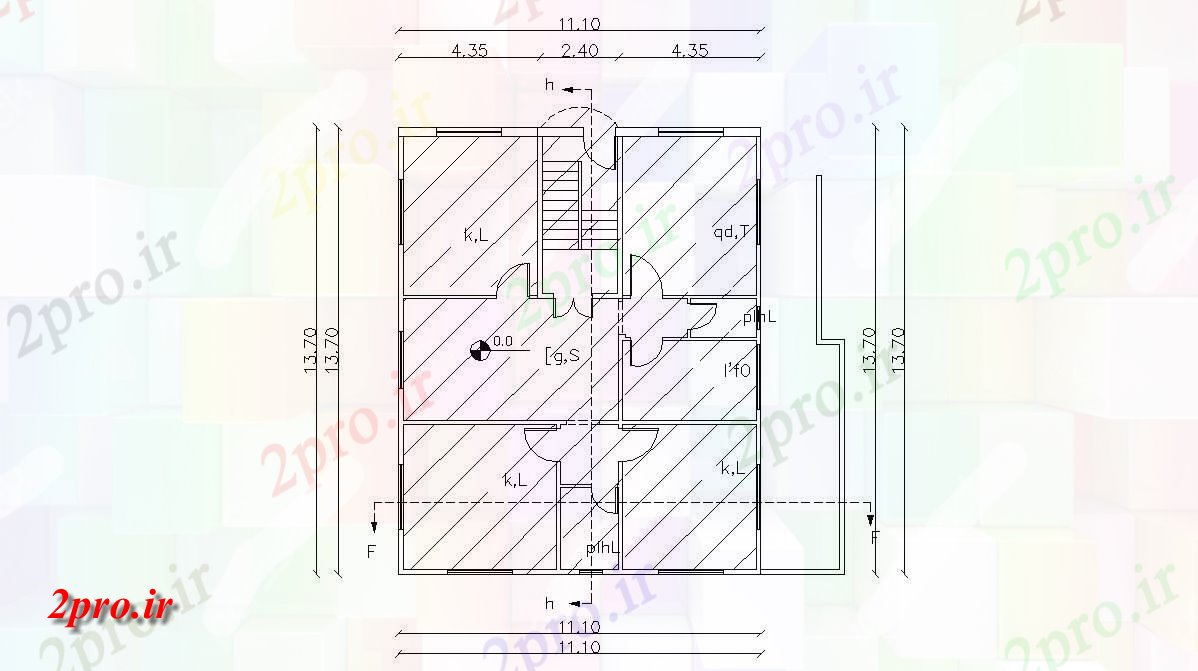 دانلود  نقشه مجتمع مسکونی ، اپارتمان 11×14 متر (کد29169)