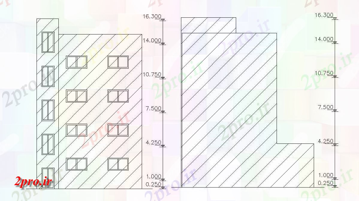 دانلود  نقشه نما مجتمع مسکونی ، اپارتمان   (کد29172)