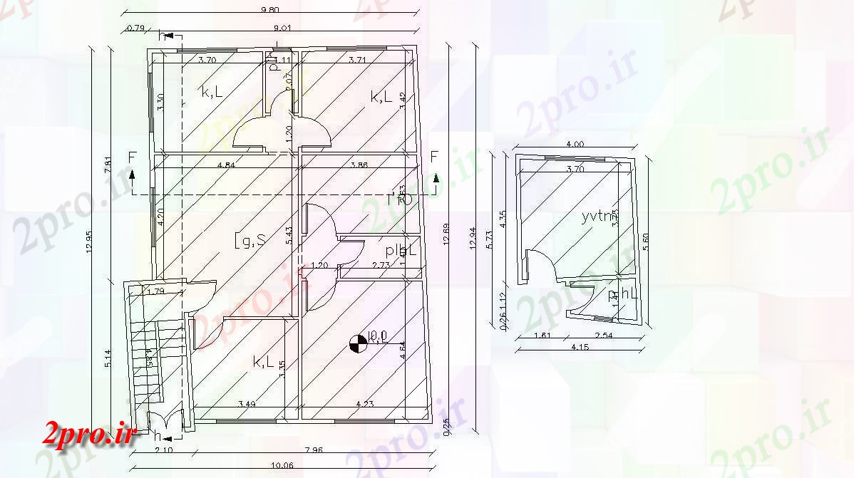 دانلود  نقشه مسکونی ، ویلا ، دوبلکس ، اپارتمان 10×10 متر (کد29175)