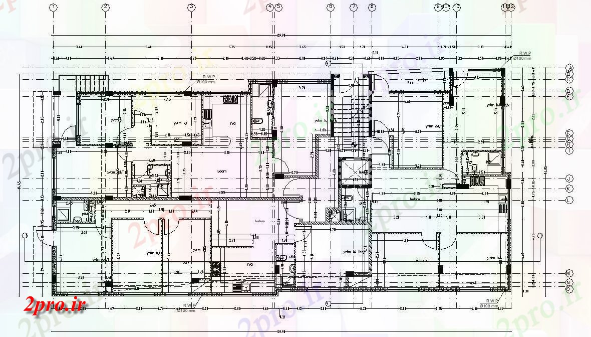 دانلود  نقشه مسکونی ، ویلا ، دوبلکس ، اپارتمان 14×29 متر (کد29282)