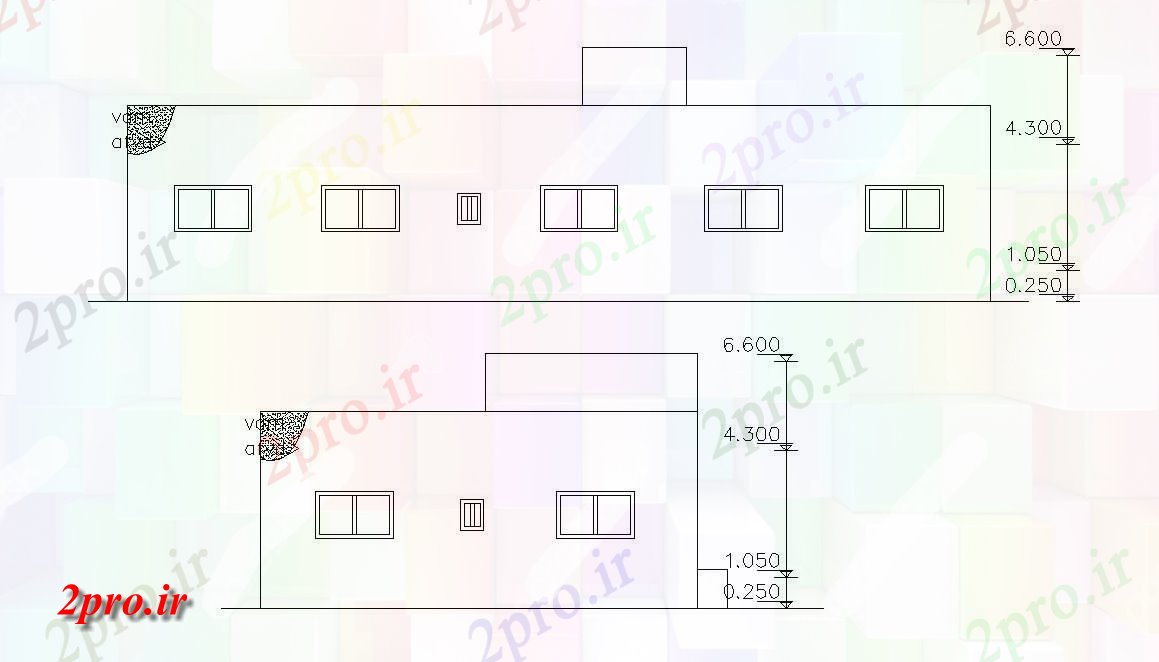 دانلود  نقشه نما و برش ساختمان ، برج ، اپارتمان   (کد29288)