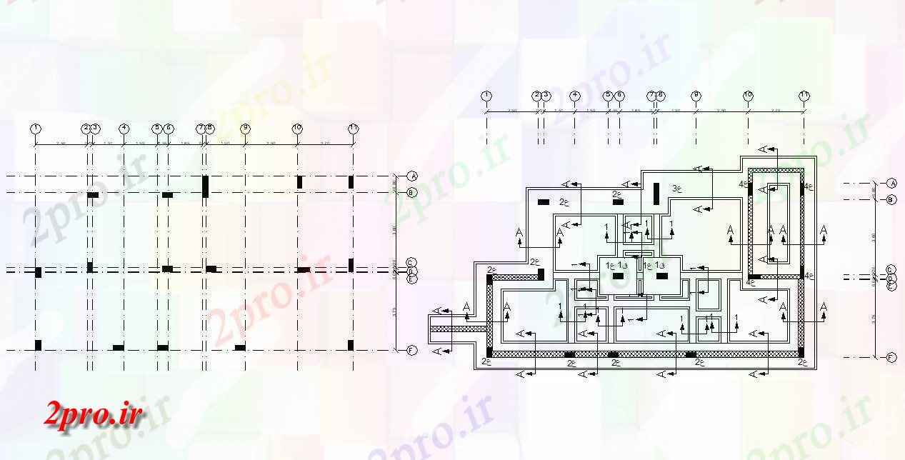 دانلود  نقشه ستون گذاری ساختمان  (کد29300)