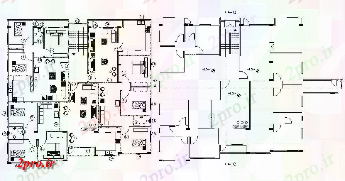 دانلود  نقشه مسکونی ، ویلا ، دوبلکس ، اپارتمان 20×20 متر (کد29320)