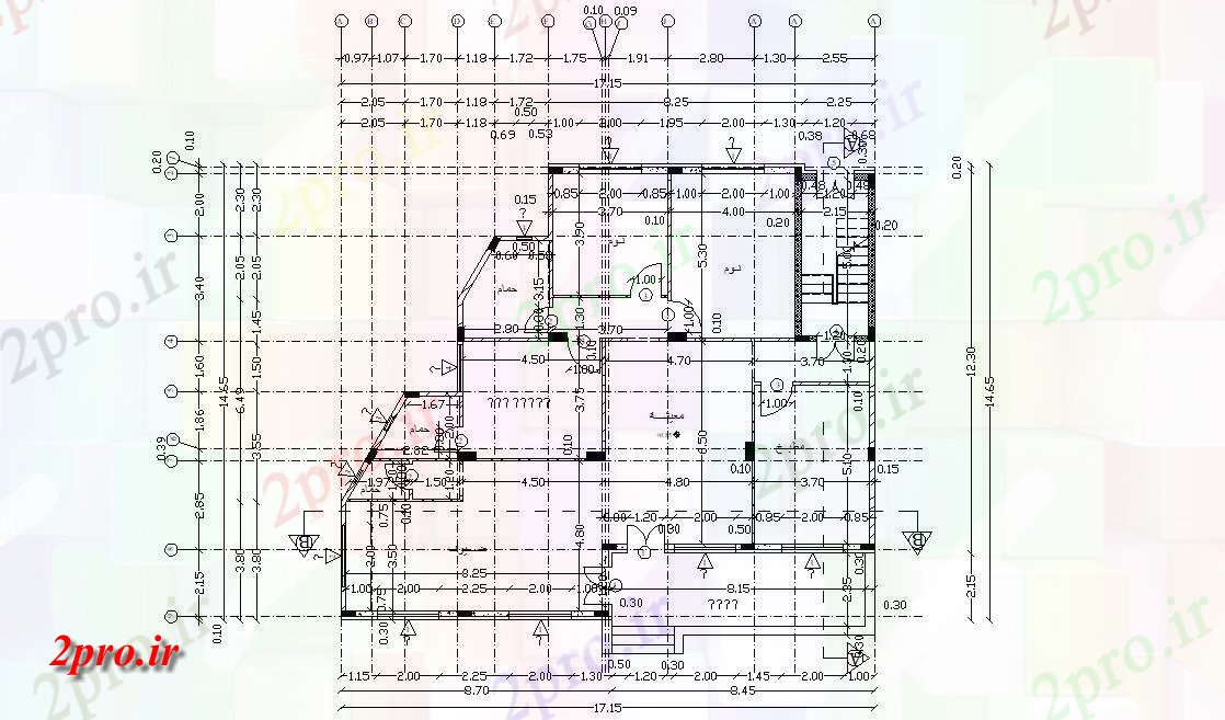 دانلود  نقشه مسکونی ، ویلا ، دوبلکس ، اپارتمان 14×17 متر (کد29348)