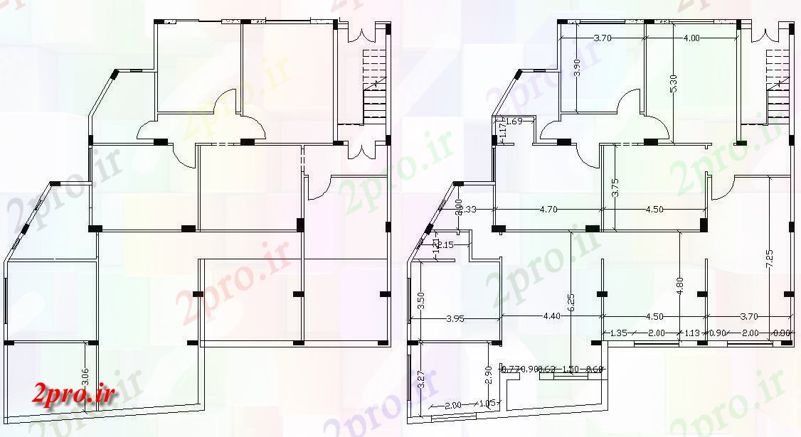 دانلود  نقشه مسکونی ، ویلا ، دوبلکس ، اپارتمان 17×17 متر (کد29366)