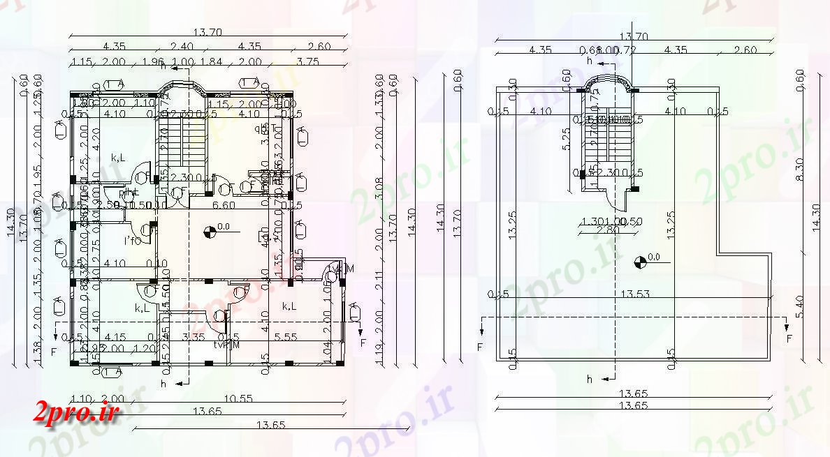 دانلود  نقشه مسکونی ، ویلا ، دوبلکس ، اپارتمان 13×14 متر (کد29384)