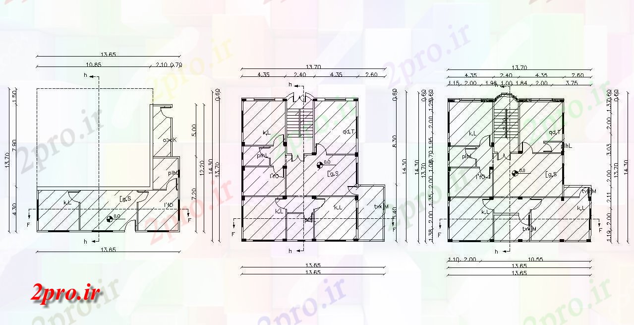 دانلود  نقشه مسکونی ، ویلا ، دوبلکس ، اپارتمان 13×13 متر (کد29385)