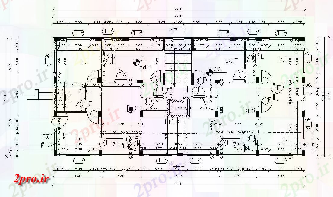 دانلود نقشه مسکونی ، ویلا ، دوبلکس ، اپارتمان 10×22 متر 10 در 22 متر (کد29405)