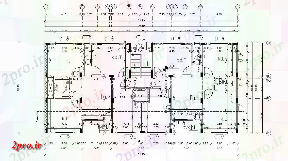 دانلود نقشه مسکونی ، ویلا ، دوبلکس ، اپارتمان 10×22 متر 10 در 22 متر (کد29406)